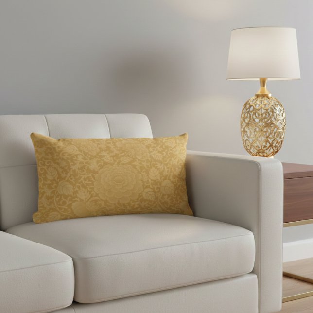 Elegant Gold Floral Damask Lendenkissen (Von Creator hochgeladen)