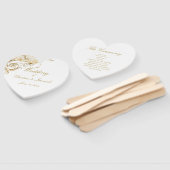 Elegant Gold Floral Damask Script White Wedding Fächer (Non-assembled)