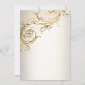 Elegant Gold Floral Damask Shiny Champagne Wedding Einladung (Rückseite)