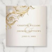 Elegant Gold Floral Damask Shiny Champagne Wedding Geschenkanhänger (Vorderseite)