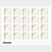 Elegant Gold Floral Damask Shiny Champagne Wedding Quadratischer Aufkleber (Blatt)