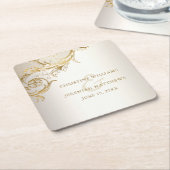 Elegant Gold Floral Damask Shiny Champagne Wedding Rechteckiger Pappuntersetzer (angewinkelt)
