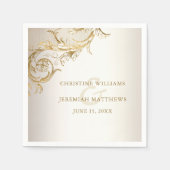 Elegant Gold Floral Damask Shiny Champagne Wedding Serviette (Vorderseite)
