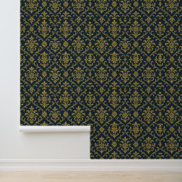 Elegant Gold Floral Damask Tapete