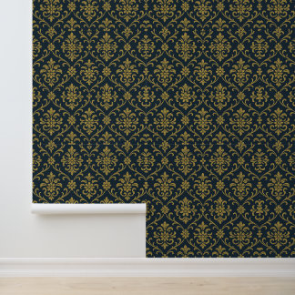 Elegant Gold Floral Damask Tapete