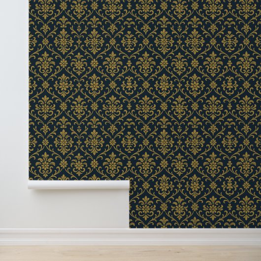 Elegant Gold Floral Damask Tapete (Anwendung)