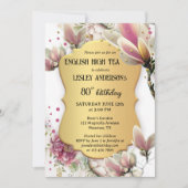 Elegant Gold Floral English High Tea Einladung (Vorderseite)