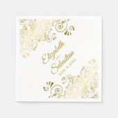Elegant Gold Floral Filigree Einfache schicke Hoch Serviette (Vorderseite)