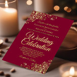 Elegant Gold Floral Frills Burgundy Maroon Wedding Folieneinladung<br><div class="desc">Diese elegante Einladung zum Hochzeitsfeiern beinhaltet echten Foliendruck auf bordeauxrotem, maronfarbenem oder weinrotem Hintergrund. Das schöne Design hat extravagante Schriftzeichen mit Blumenkästen und Wirbel in den Ecken. Stilvoll, elegant, raffiniert und elegant, ist diese Einladung extravagant und glänzend. Eine wunderschöne und elegante Art, Freunde und Familie zu einem unvergesslichen Erlebnis zu...</div>