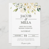 Elegant Gold Floral Greenerity Einladung Hochzeit (Vorne/Hinten)