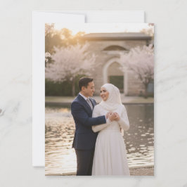 Elegant Gold Floral Islamic Wedding Nikah & Photo Einladung