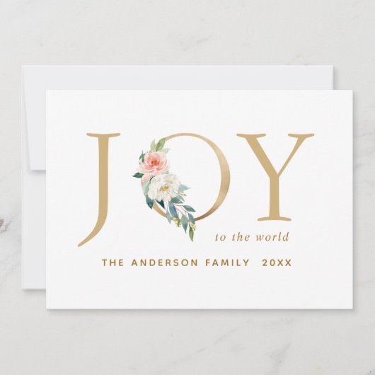 Elegant Gold Floral Joy Weihnachten (Vorderseite)
