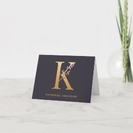 Elegant Gold Floral K Monogram Chic Personalisiert