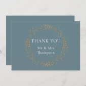 Elegant Gold Floral Laurel Garland Dankeskarte (Vorne/Hinten)