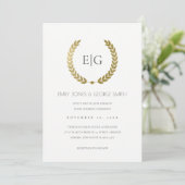 ELEGANT GOLD FLORAL LAUREL WREATH WEDD INVITE DANKESKARTE (Stehend Vorderseite)