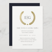 ELEGANT GOLD FLORAL LAUREL WREATH WEDD INVITE DANKESKARTE (Vorne/Hinten)
