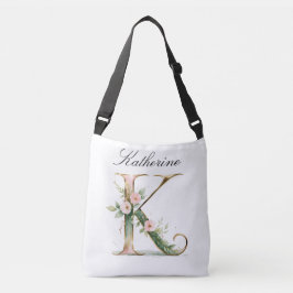 Elegant Gold Floral Letter K Crossbody Bag Tragetaschen Mit Langen Trägern