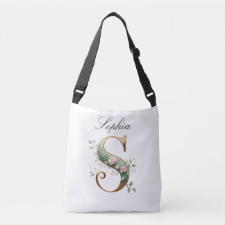 Elegant Gold Floral Letter S Crossbody Bag Tragetaschen Mit Langen Trägern