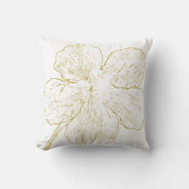Elegant Gold Floral Line Art Minimalist Kissen