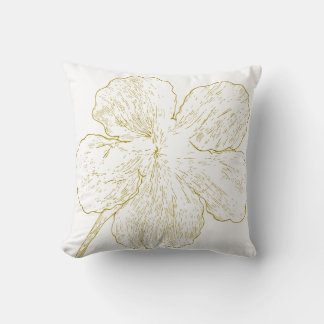 Elegant Gold Floral Line Art Minimalist Kissen