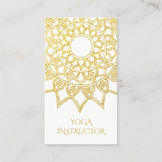 Elegant Gold Floral Mandala Yoga Instructor Visitenkarte (Vorderseite)