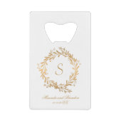 Elegant Gold Floral Monogram Wedding Geldbeutel Flaschenöffner (Vorderseite)