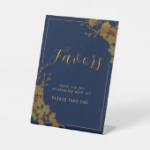Elegant Gold Floral Navy Blue Gevor Sign Sockelschild (Vorderseite)