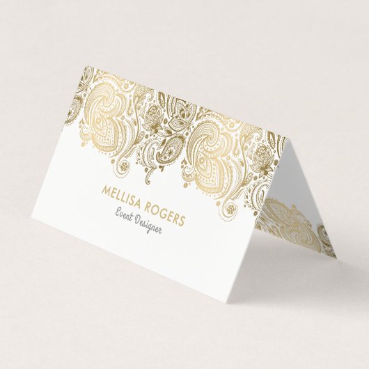 Elegant Gold Floral Paisley Lace Visitenkarten (Vorderseite)