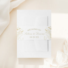 Elegant Gold Floral Peony Wedding Monogram Einladungsbanderole