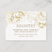 Elegant Gold Floral Peony Wedding Registry Begleitkarte (Vorderseite)