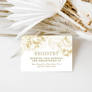 Elegant Gold Floral Peony Wedding Registry Begleitkarte