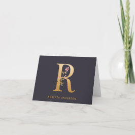 Elegant Gold Floral R Monogram Chic Personalisiert