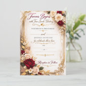 Elegant Gold Floral Romantic Wedding Invitation Karte (Stehend Vorderseite)