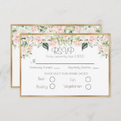 Elegant Gold Floral Script Wedding RSVP (Vorne/Hinten)