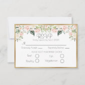 Elegant Gold Floral Script Wedding RSVP Karte (Vorderseite)