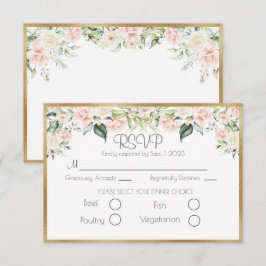 Elegant Gold Floral Script Wedding RSVP Karte