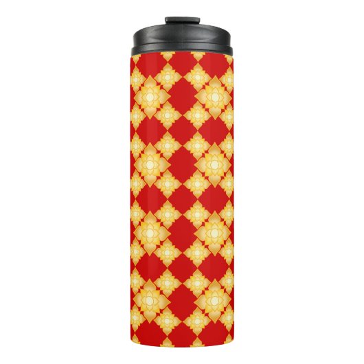 Elegant Gold Floral Thermosbecher (Vorderseite)