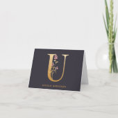 Elegant Gold Floral U Monogram Chic Personalisiert (Vorderseite)