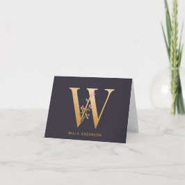 Elegant Gold Floral W Monogram Chic Personalisiert