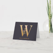 Elegant Gold Floral W Monogram Chic Personalisiert (Vorderseite)