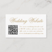 Elegant Gold Floral Wappen Wedding Website QR Code Begleitkarte (Vorderseite)