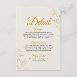 Elegant Gold Floral Wedding Details Enclosure Card Begleitkarte