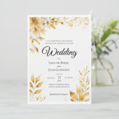 Elegant Gold Floral Wedding Einladung (Stehend Vorderseite)