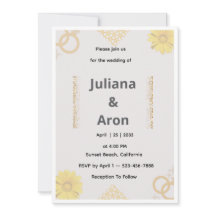 Elegant Gold Floral Wedding Invitation - Chic Gold