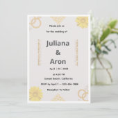 Elegant Gold Floral Wedding Invitation - Chic Gold Einladung (Stehend Vorderseite)