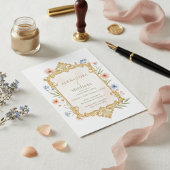 Elegant Gold Floral Wedding Invitation Frame Einladung