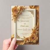 Elegant Gold Floral Wedding Invitation with Luxury Acryleinladungen (Insitu (Handheld))
