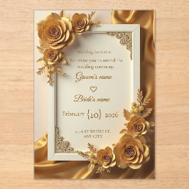 Elegant Gold Floral Wedding Invitation with Luxury Acryleinladungen