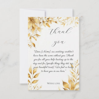 Elegant Gold Floral Wedding Thank You Card Dankeskarte
