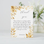 Elegant Gold Floral Wedding Thank You Card Dankeskarte (Stehend Vorderseite)